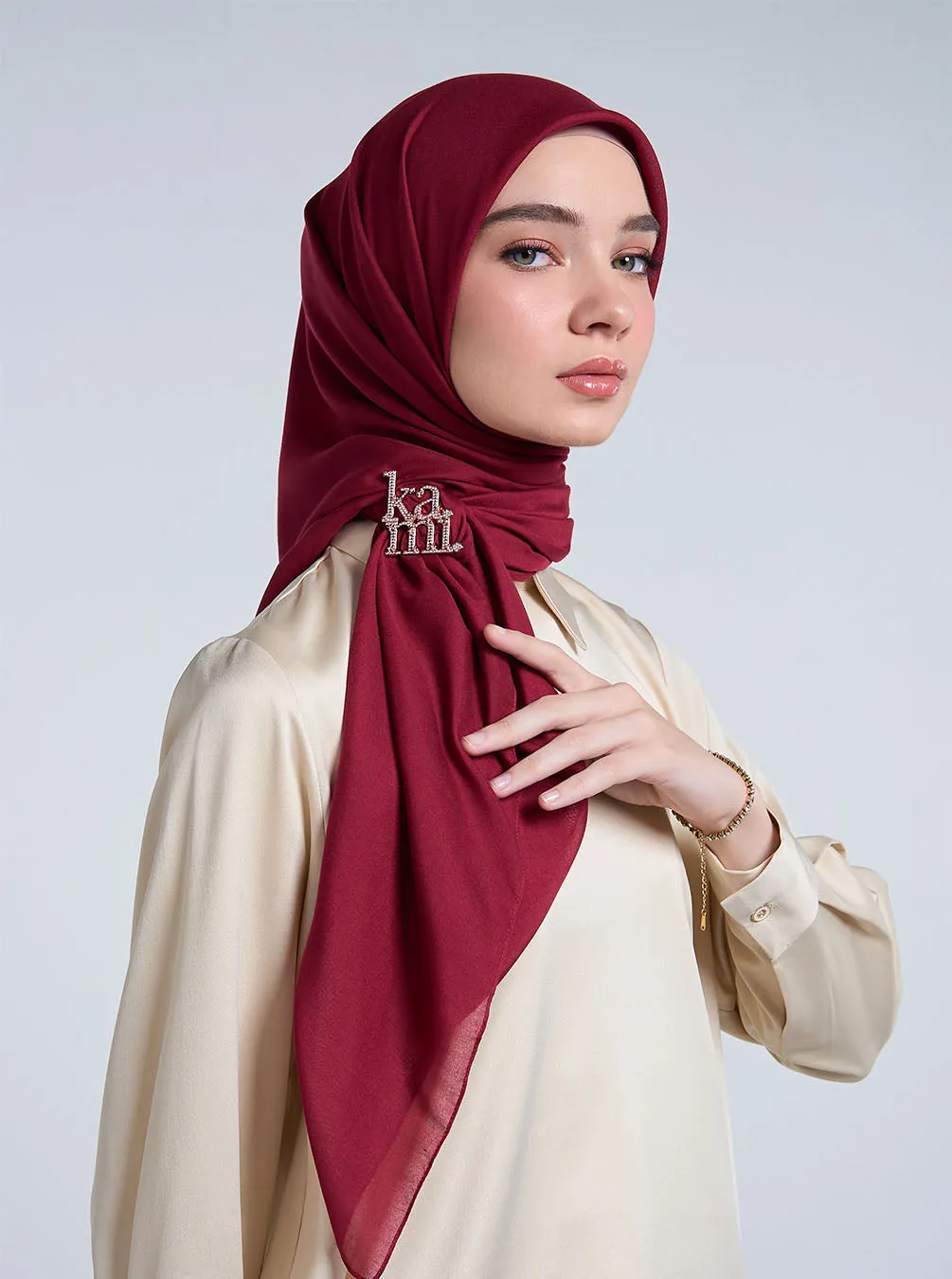 AIRY VOILE SCARF PLAIN RED CHERRY