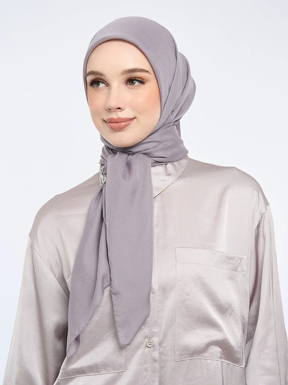 AIRY VOILE SCARF PLAIN STONE GRAY