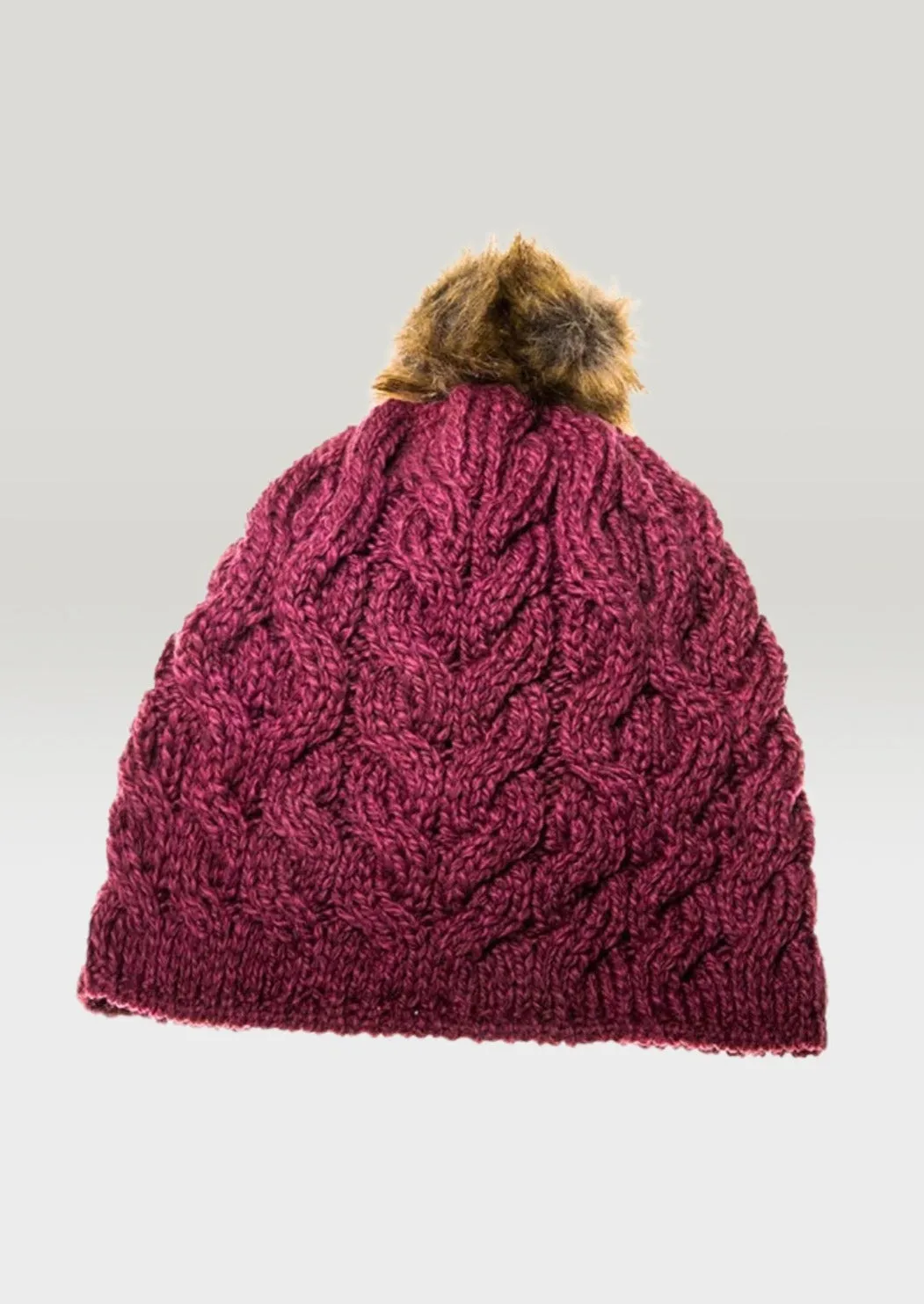 Aran Bobble Hat | Raspberry