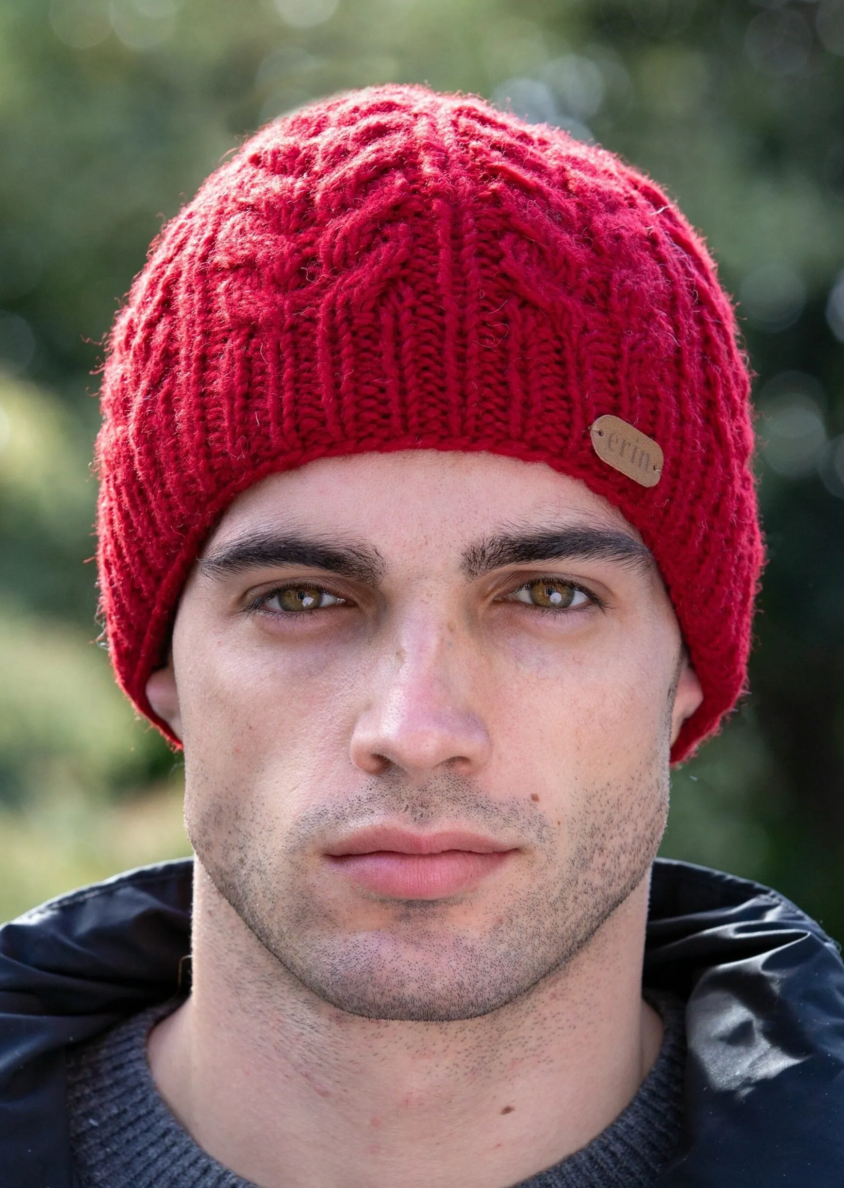 Aran Cable Pullon Hat | Red