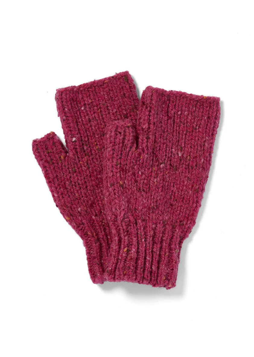 Aran Nepped Fingerless Mittens | Pink