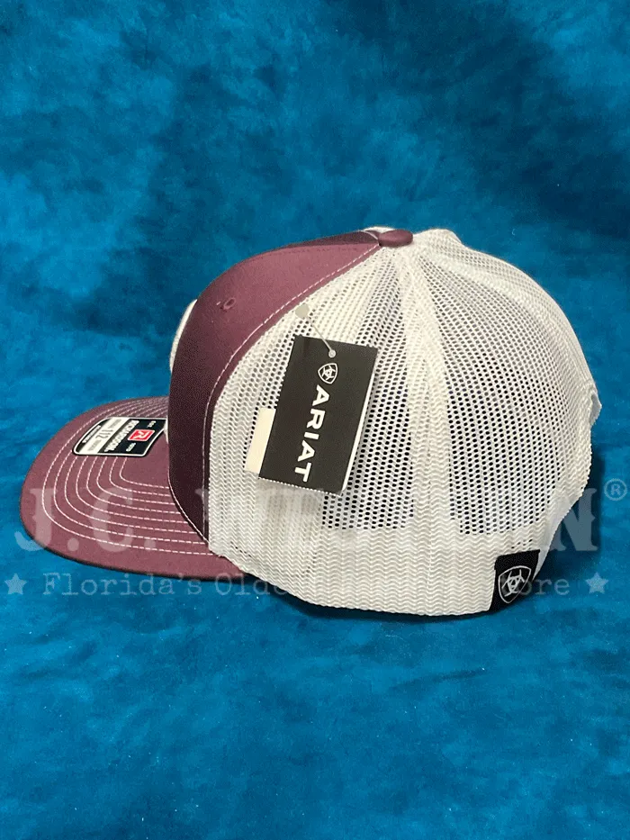 Ariat A300012609 Mens R112 Snapback Embroidery Cap Burgundy