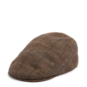 Barbour Cheviot Flat Cap Brown Herringbone