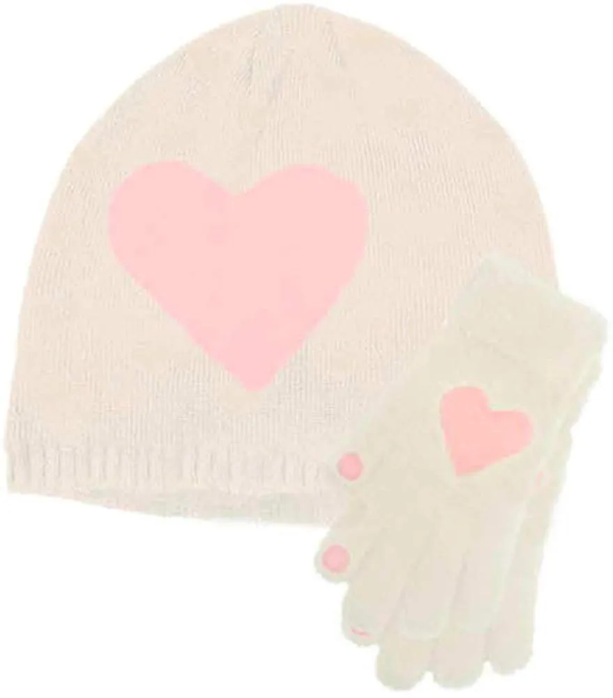 BCBG Girls Little Kid 2 Piece Slouchy Feather Yarn Knit Beanie Cap and Glove Set