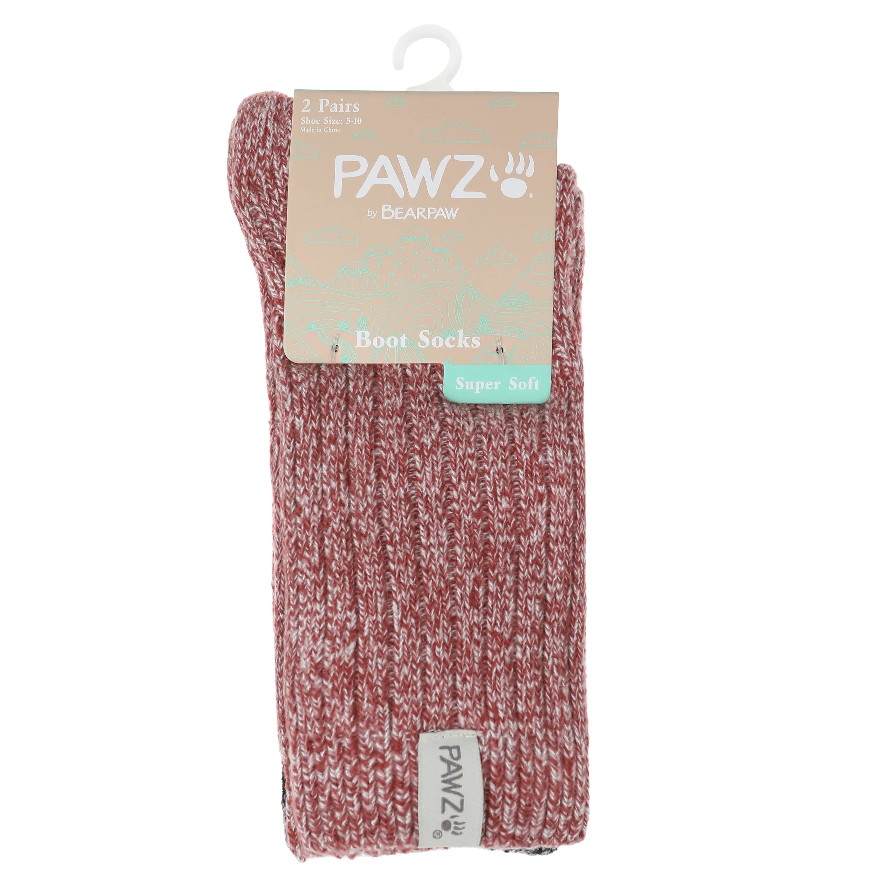 BEARPAW Pawz 2 Pairs Marled Pattern Fall Crew Knit Socks Soft Comfy Cute Boot Socks for Women - Warm Socks for Women