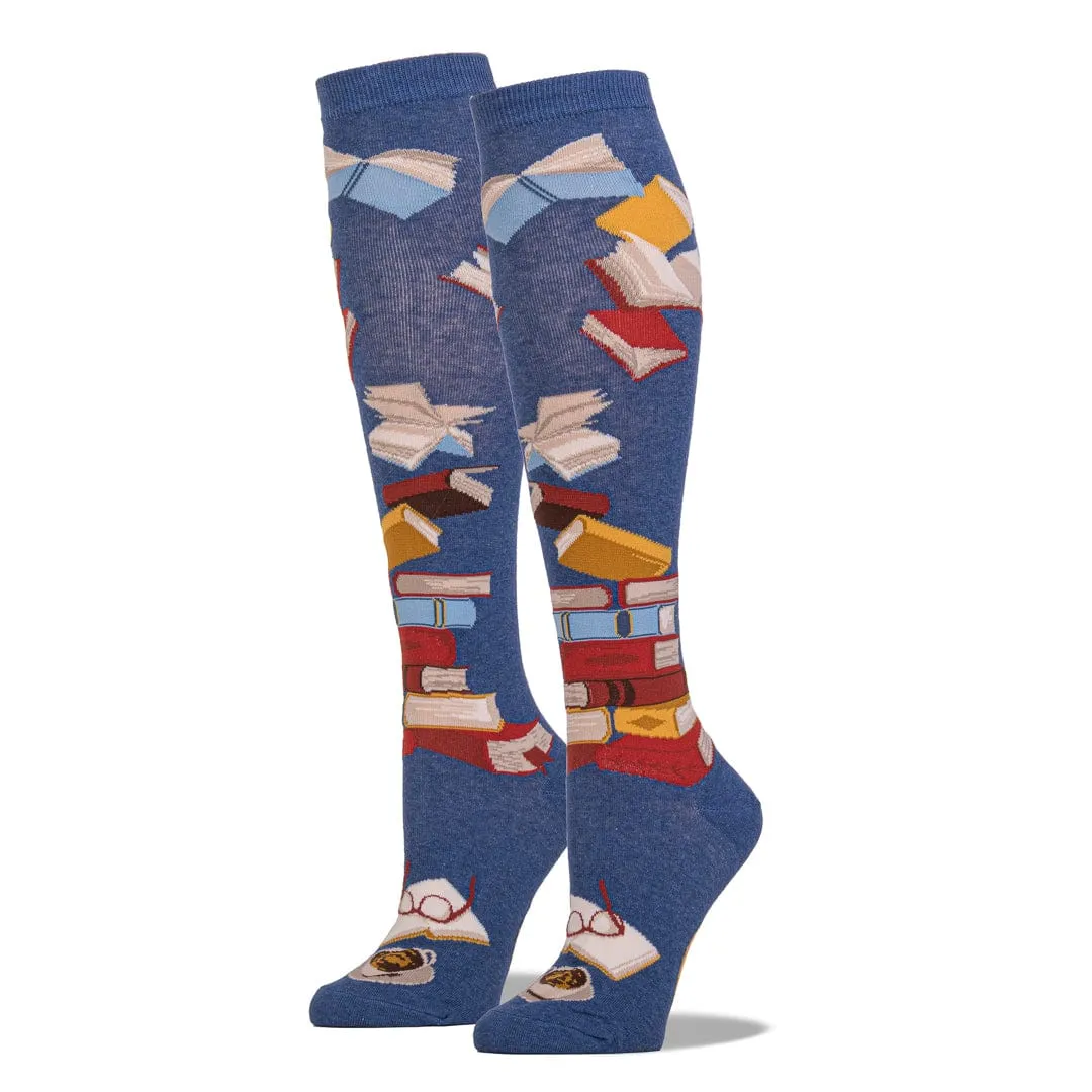 Blue Library Socks for Literacy Women's Knee High Sock