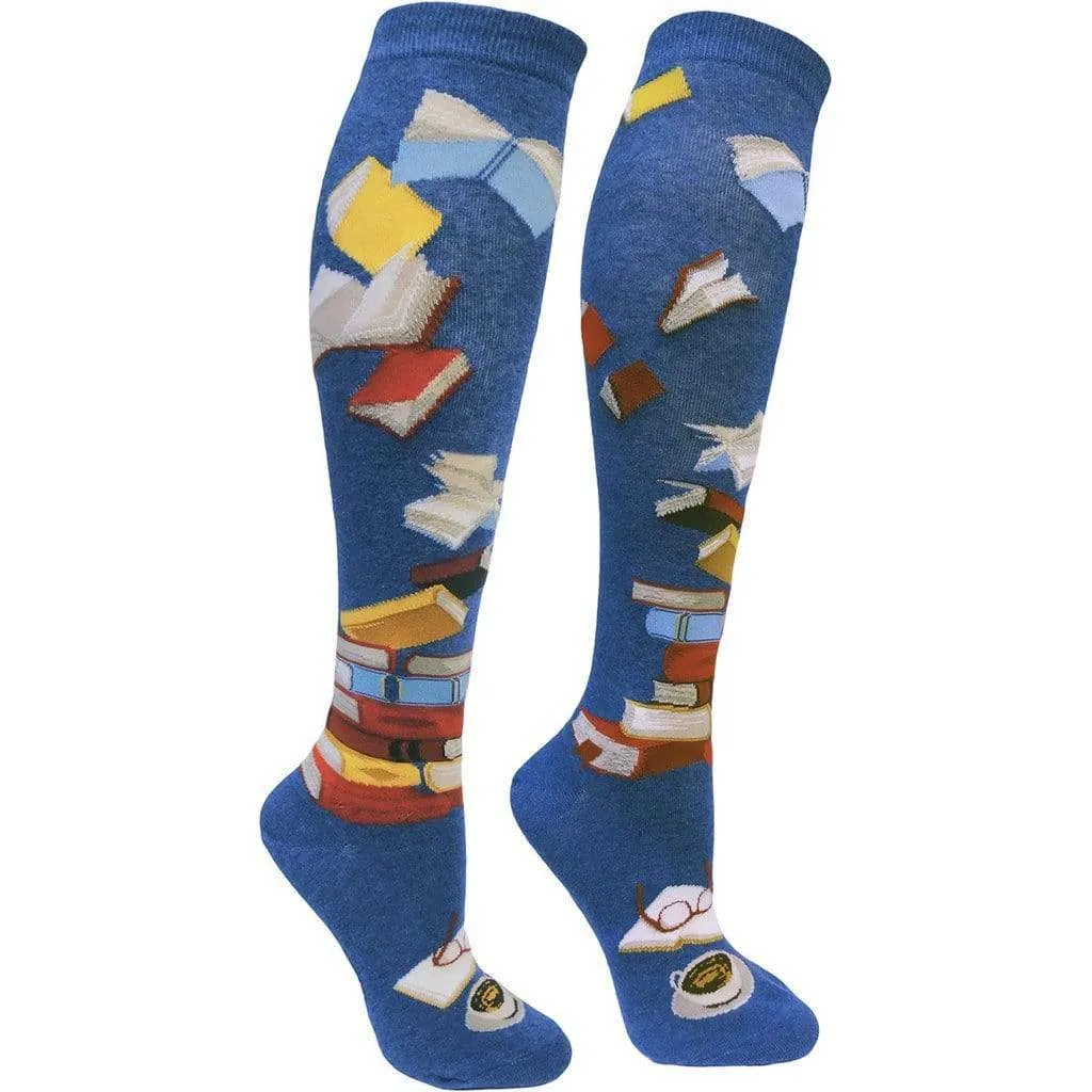 Blue Library Socks for Literacy Women's Knee High Sock