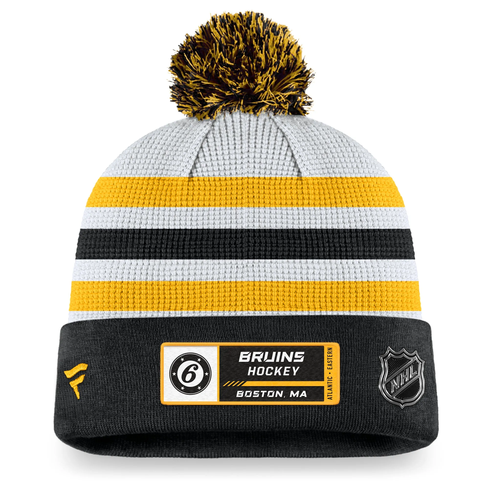 Boston Bruins Fanatics Branded Authentic NHL Draft Knit Graphic Cuffed Hat Pom Beanie Toque