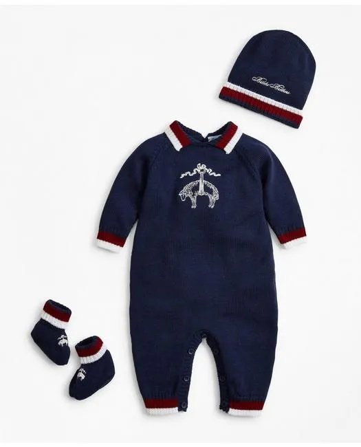 Brooks Brothers Boys Knit Wool Bodysuit Navy