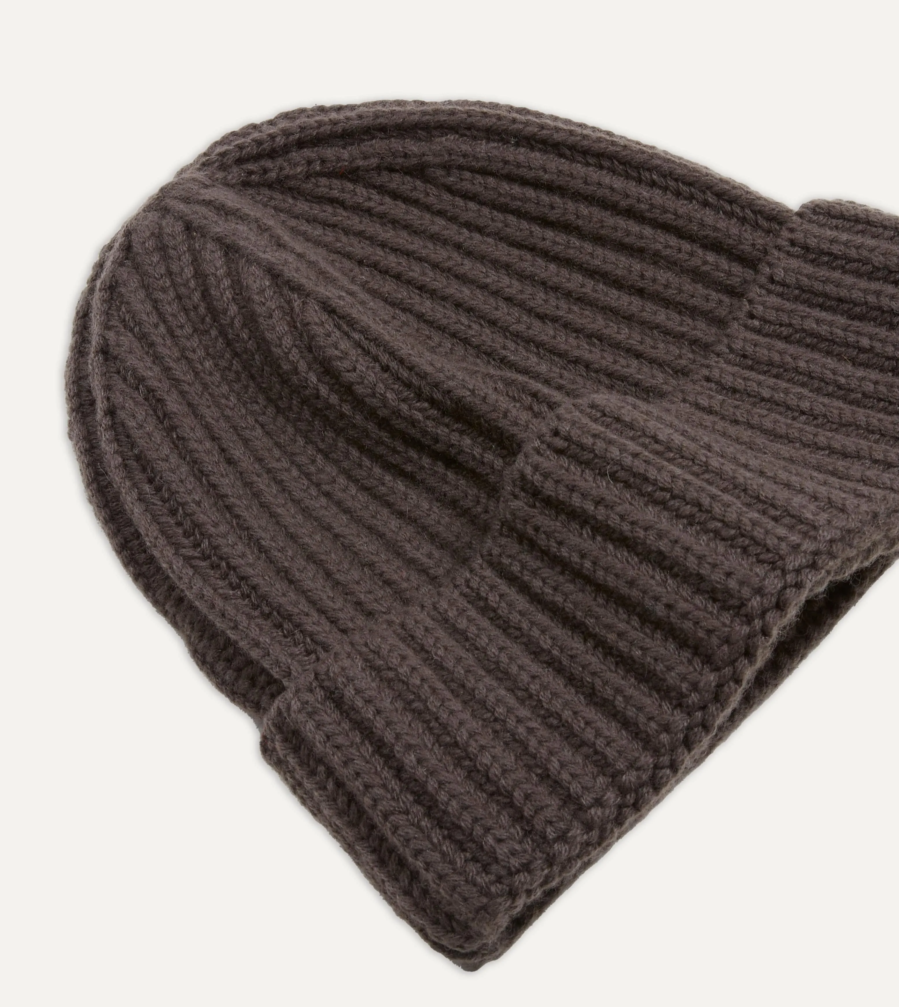 Brown Cashmere Ribbed Knit Cap