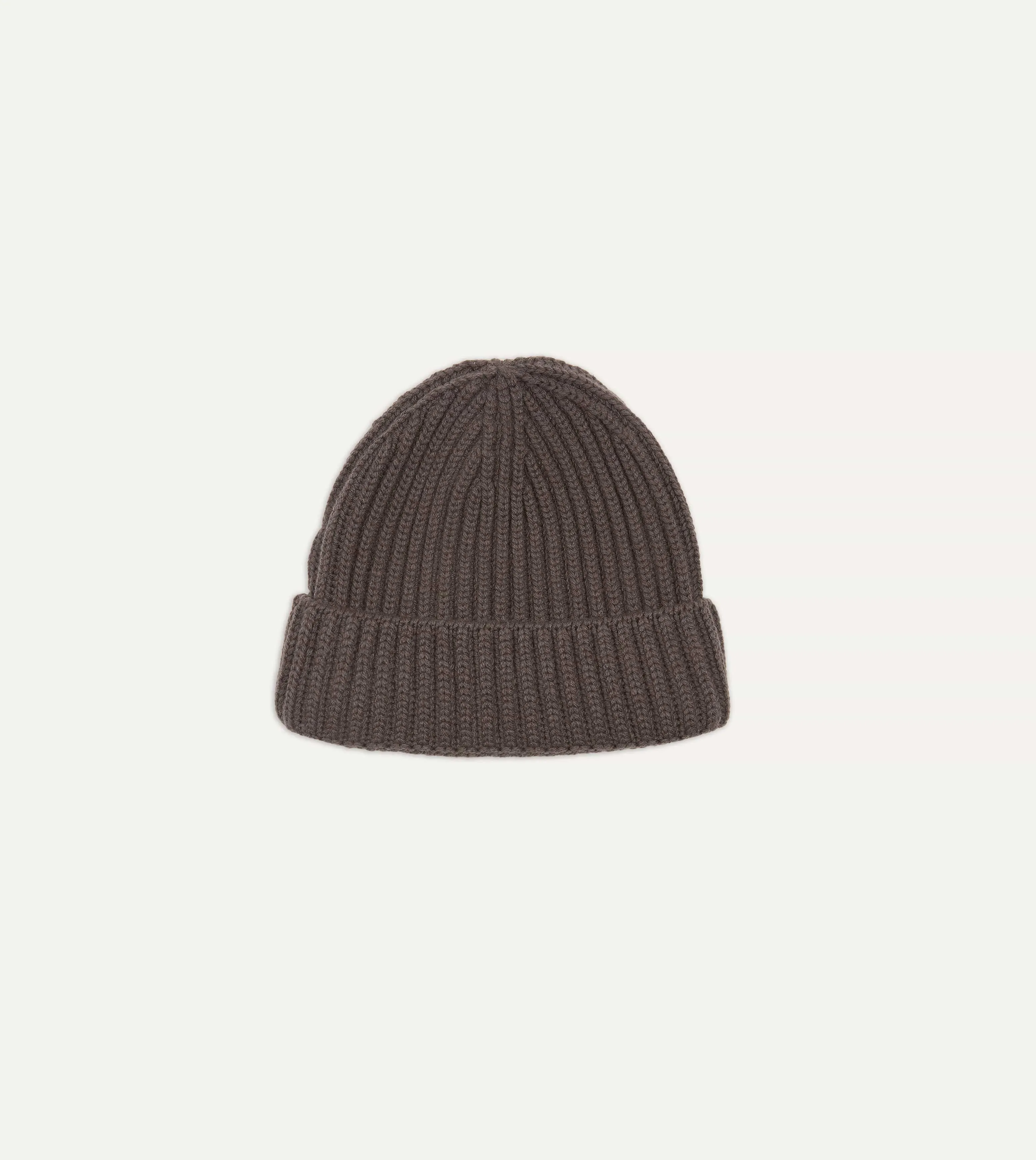 Brown Cashmere Ribbed Knit Cap