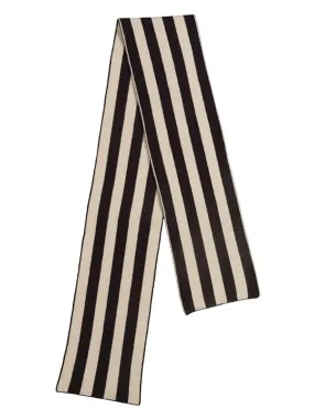 Brushed Vertical Stripe Scarf Black & Oatmeal