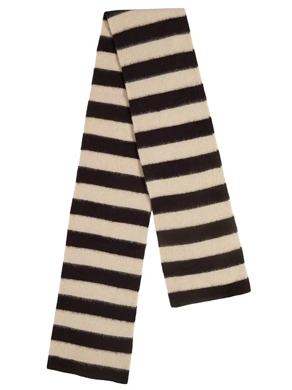 Brushed Wide Stripe Scarf Black & Jungle