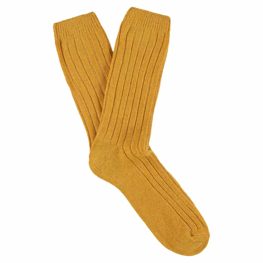 Cashmere Crew Socks - Mustard