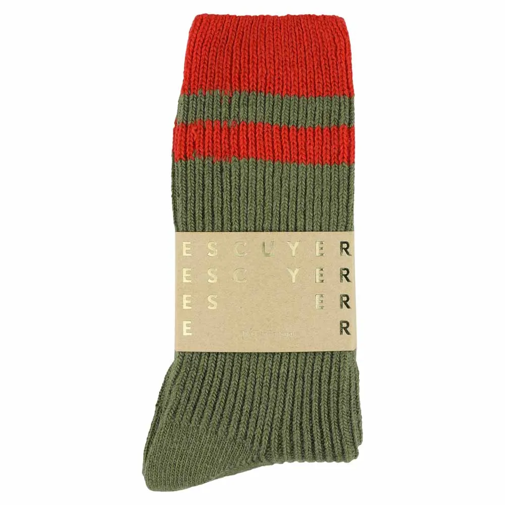 Cashmere Stripes Socks - Khaki / Strong Orange