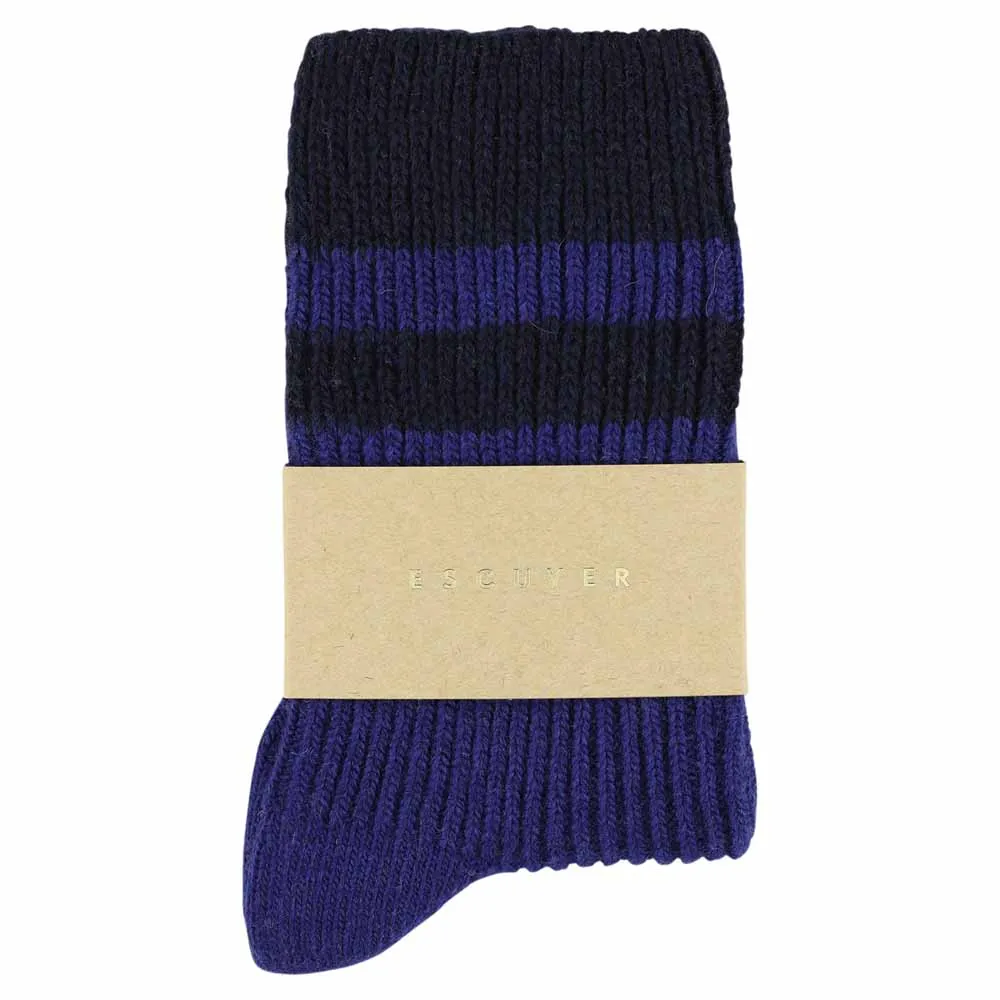 Cashmere Stripes Socks Women - Strong Blue / Navy