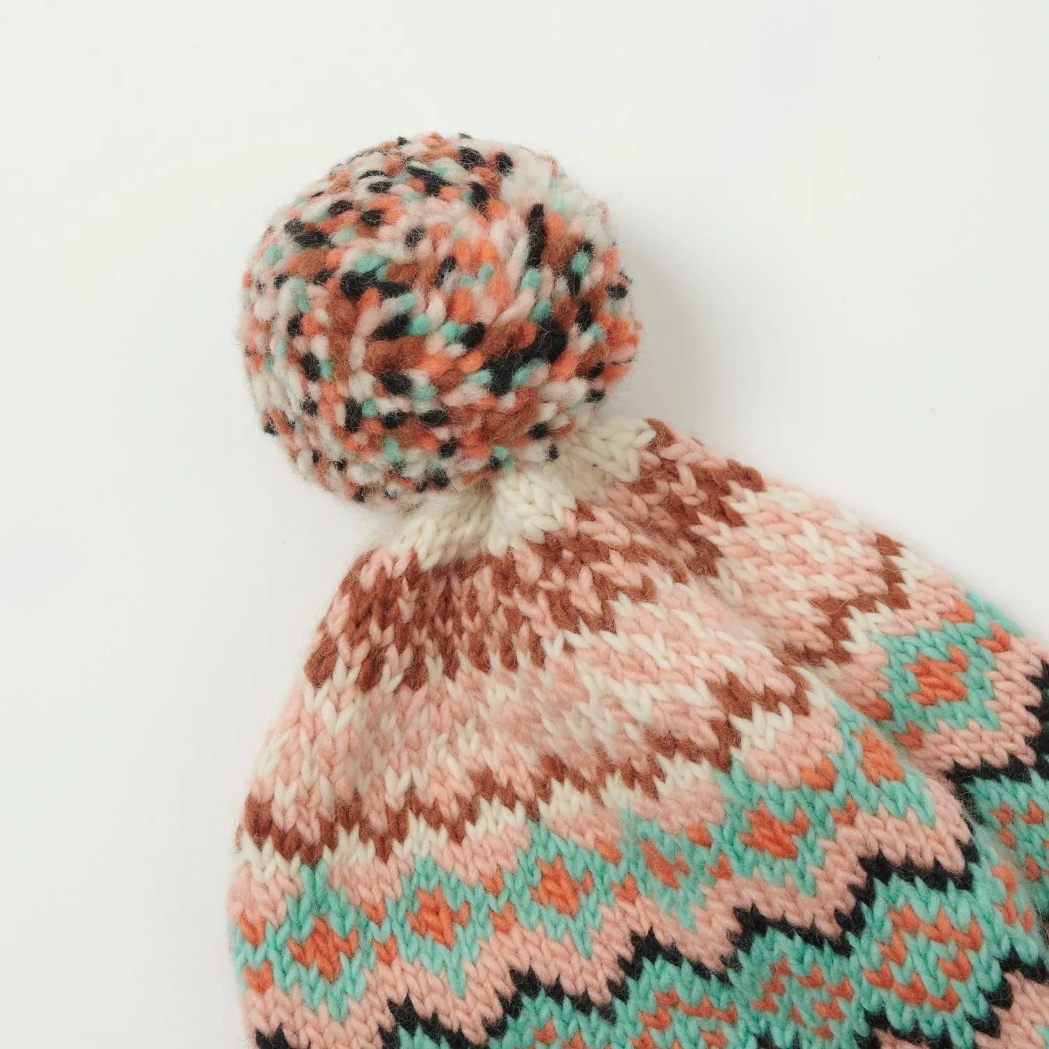 Chamula Fair Isle Double Cuff #8 Cap - Melon