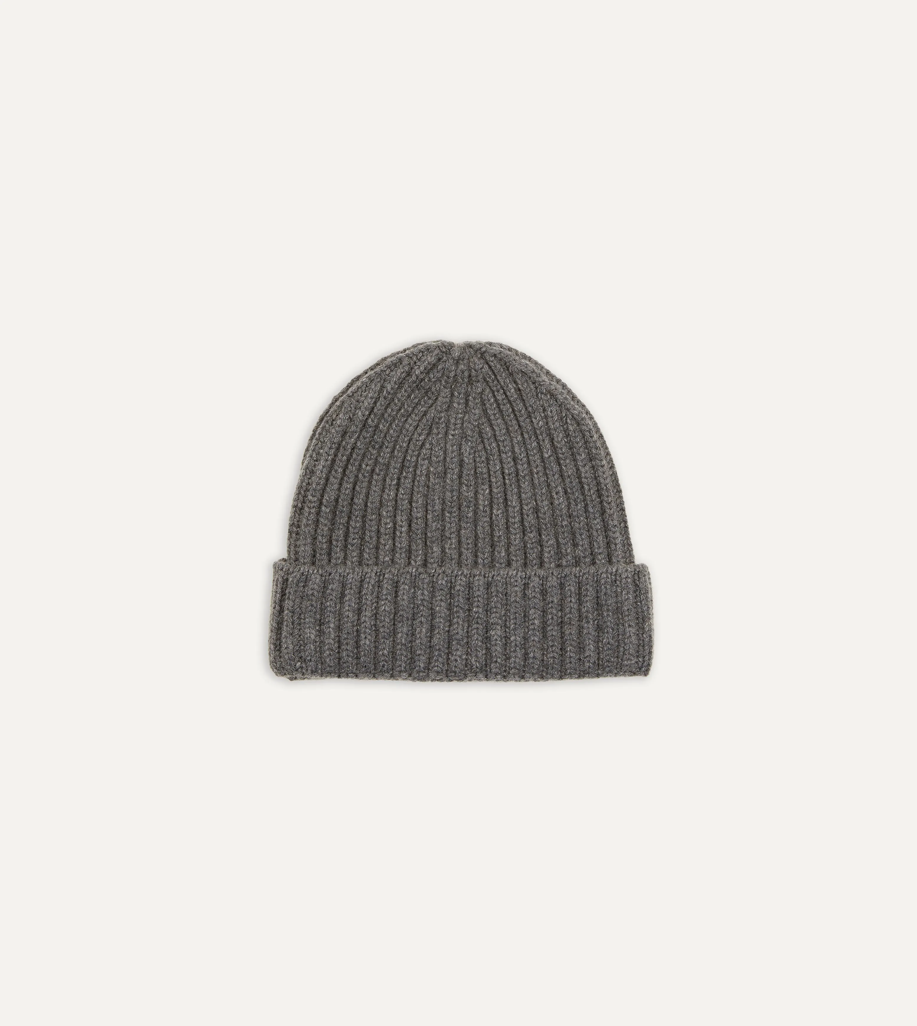 Charcoal Cashmere Ribbed Knit Cap