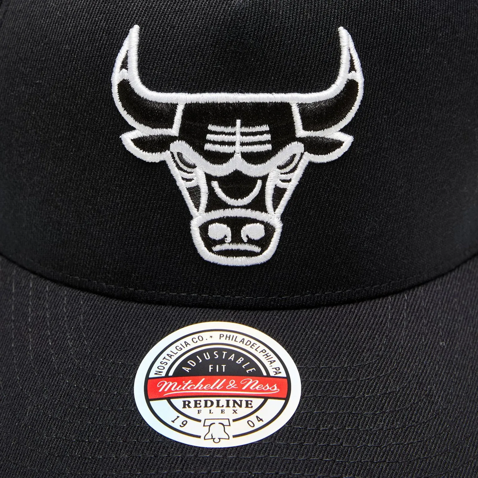 Chicago Bulls Black & White Logo Cap CLASSIC RED SERIES by Mitchell & Ness