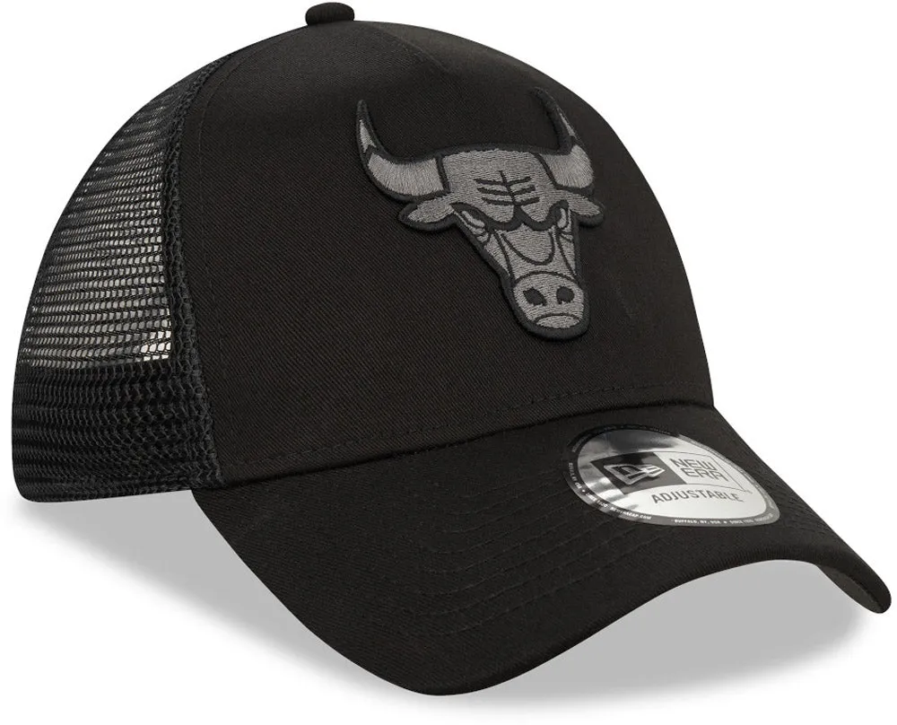 Chicago Bulls New Era NBA Team Black A-Frame Trucker Cap