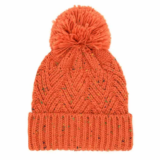 Confetti Diagonal Stripes Pompom Knit Beanie