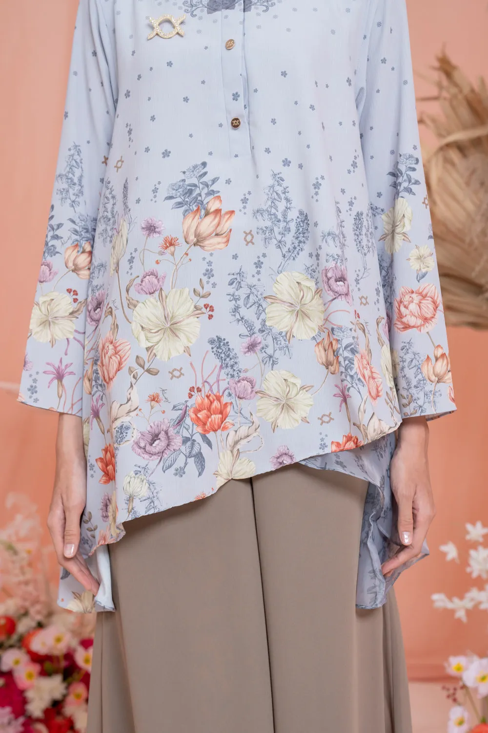 Dayana Blouse & Scarf Set Blooming Silver