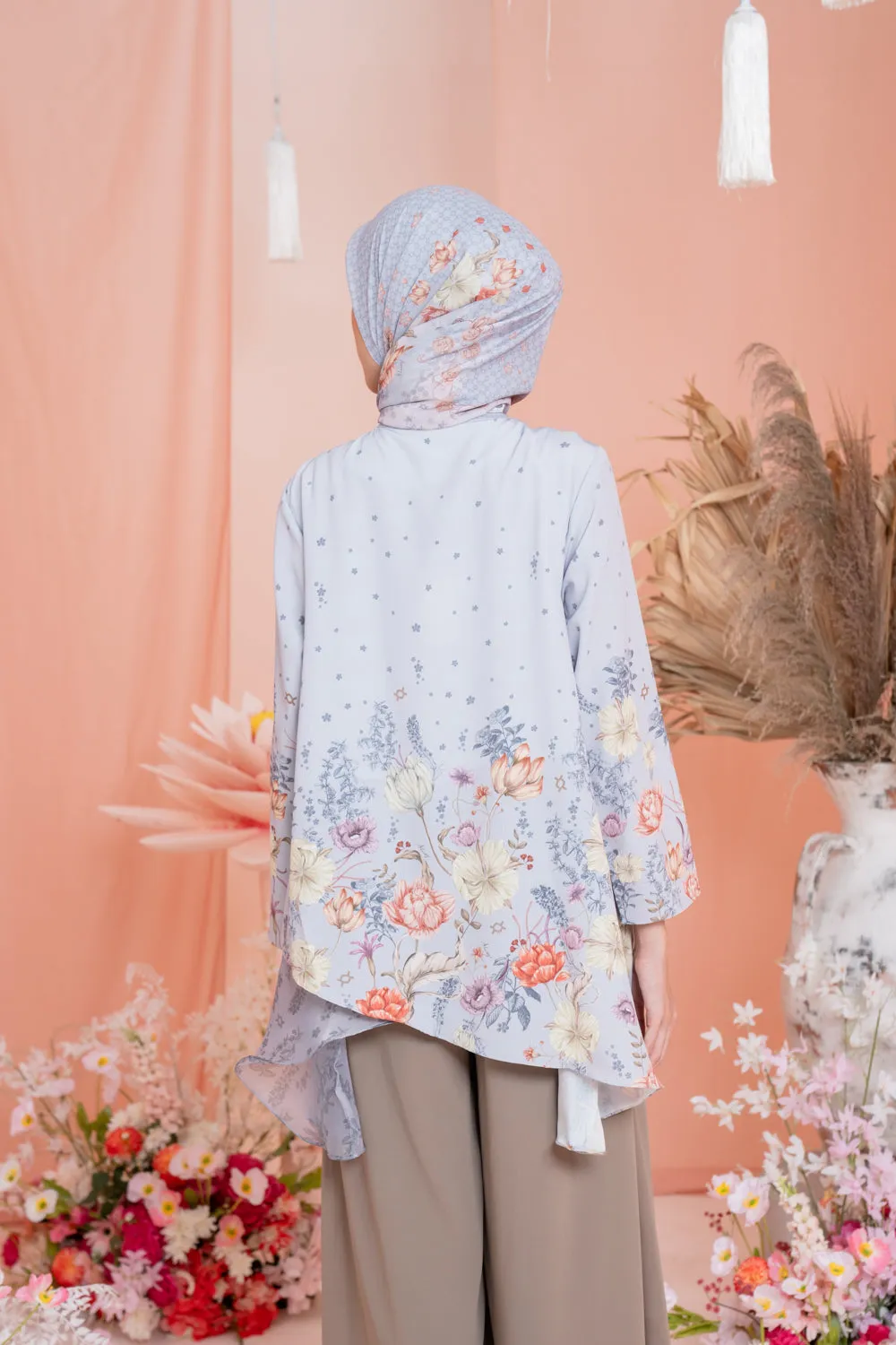 Dayana Blouse & Scarf Set Blooming Silver