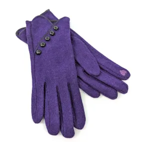 Diagonal Button Detail Glove - Purple