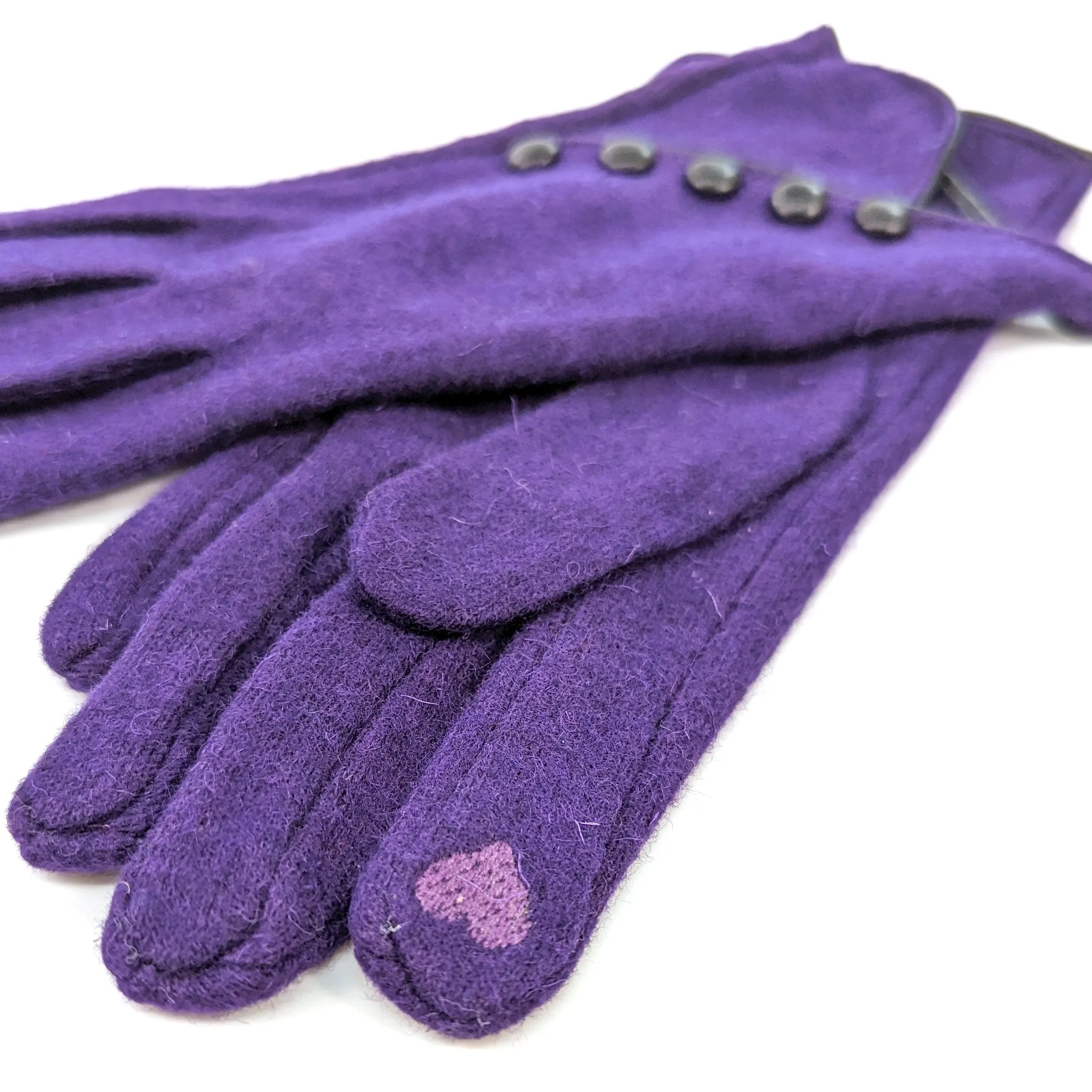 Diagonal Button Detail Glove - Purple