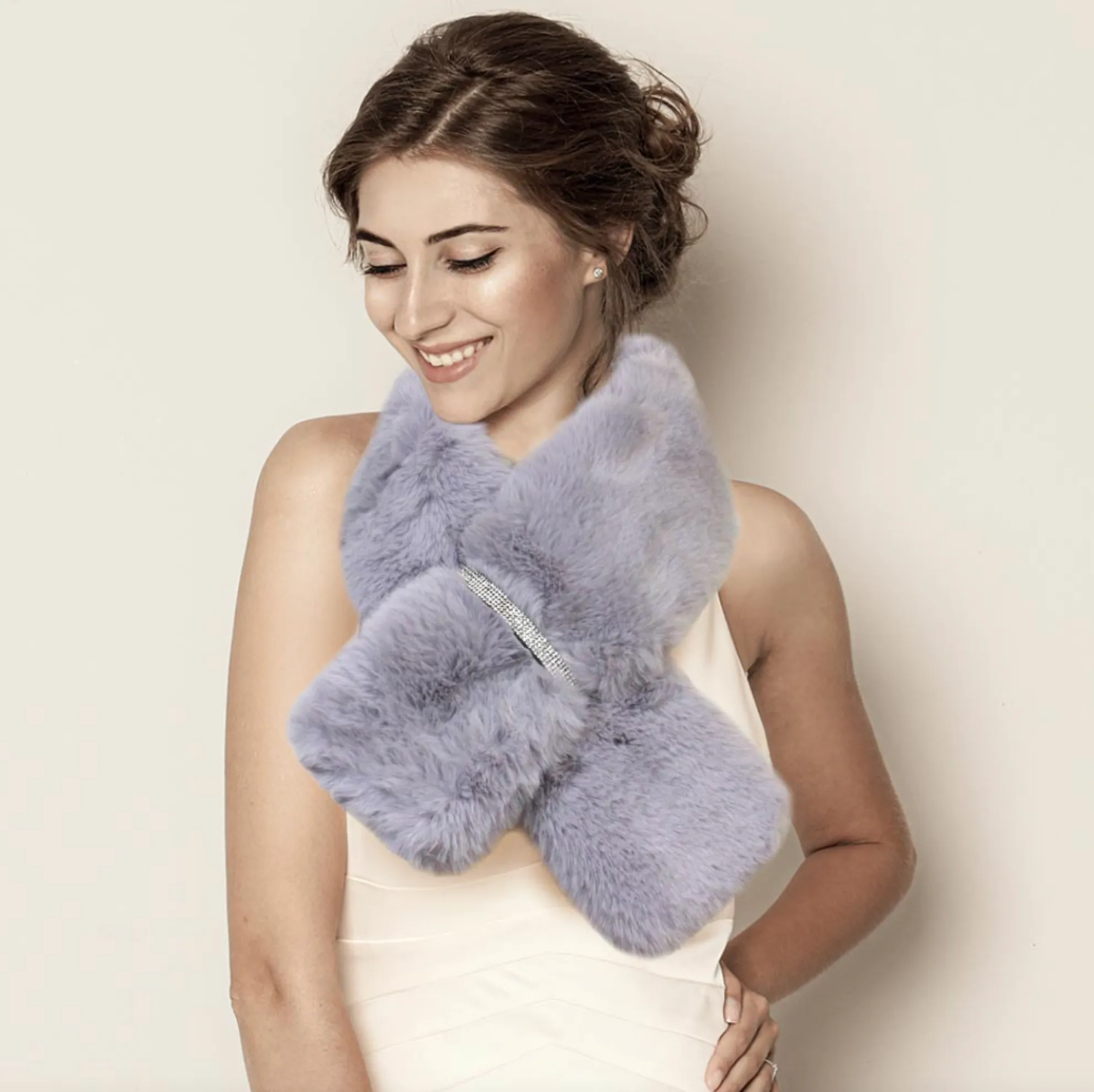 Faux Fur Bling Pull Through Scarf (3 colors)