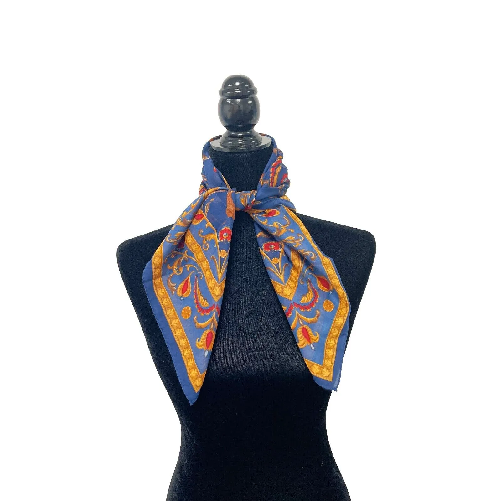 Ferragamo - Excellent - Paisley Oriental Floral Giraffe Deer Scarf - Blue - OS