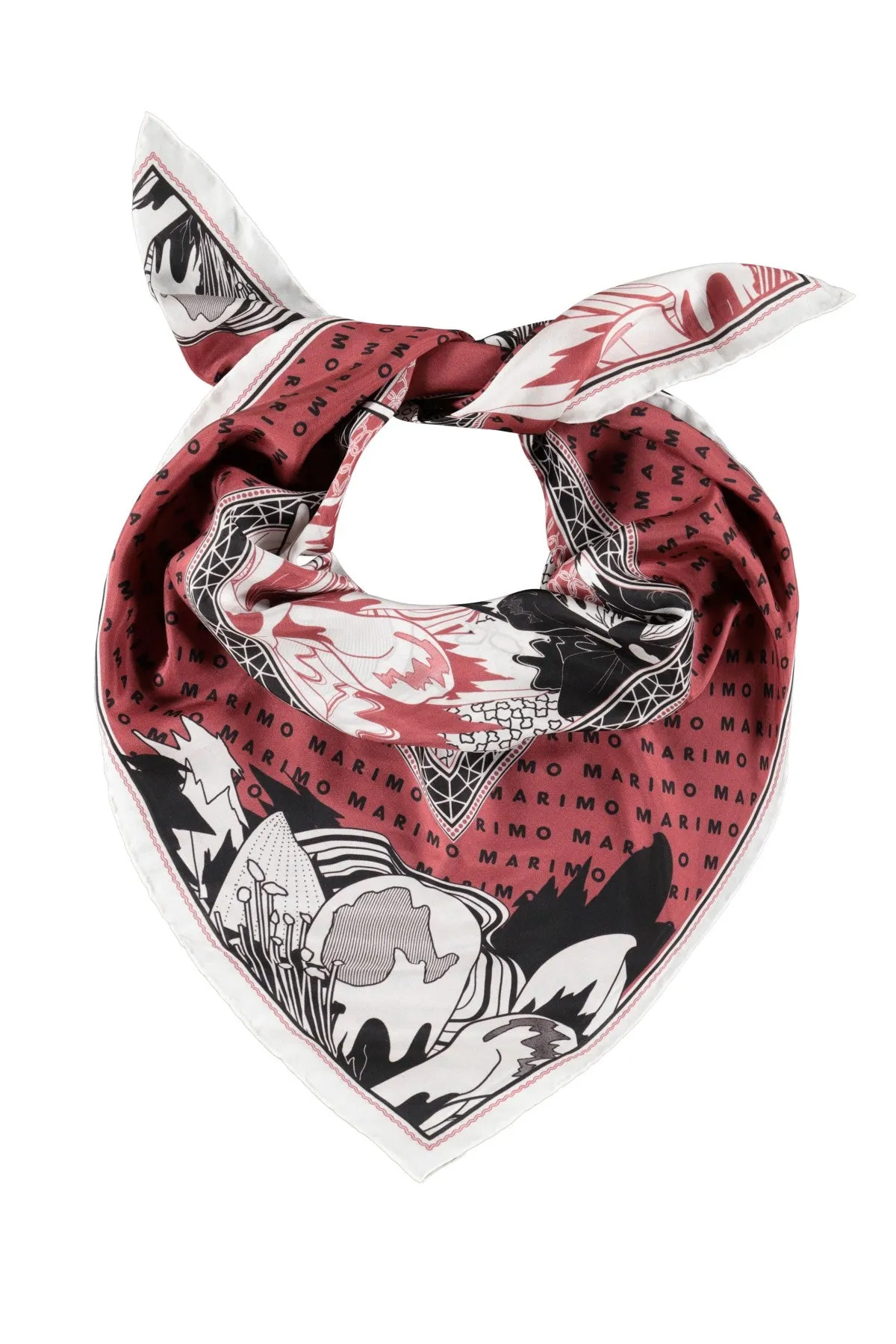 FLORAL RED SILK HABOTAI SCARF