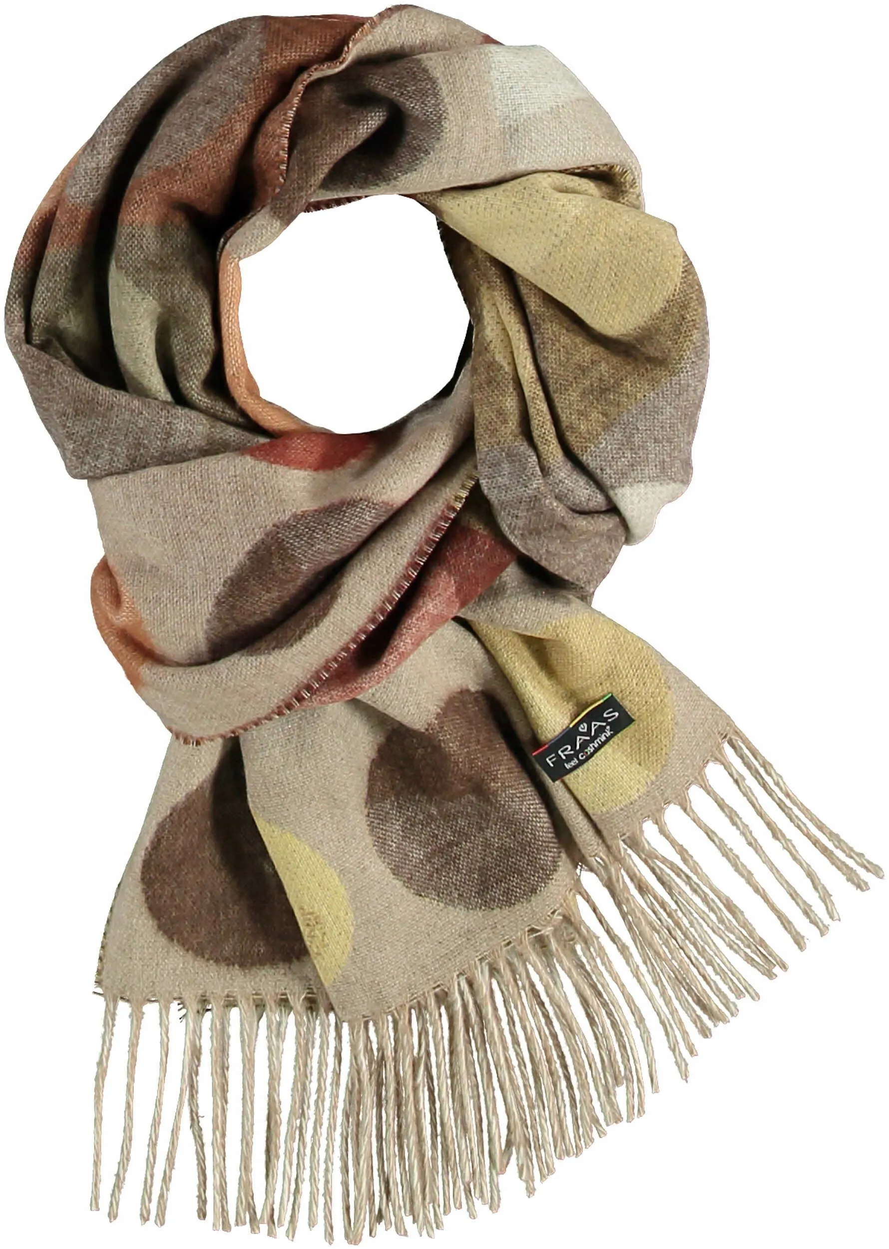 Fraas 625600 170 Sand Olive Tonal Polka Dot Cashmink Scarf