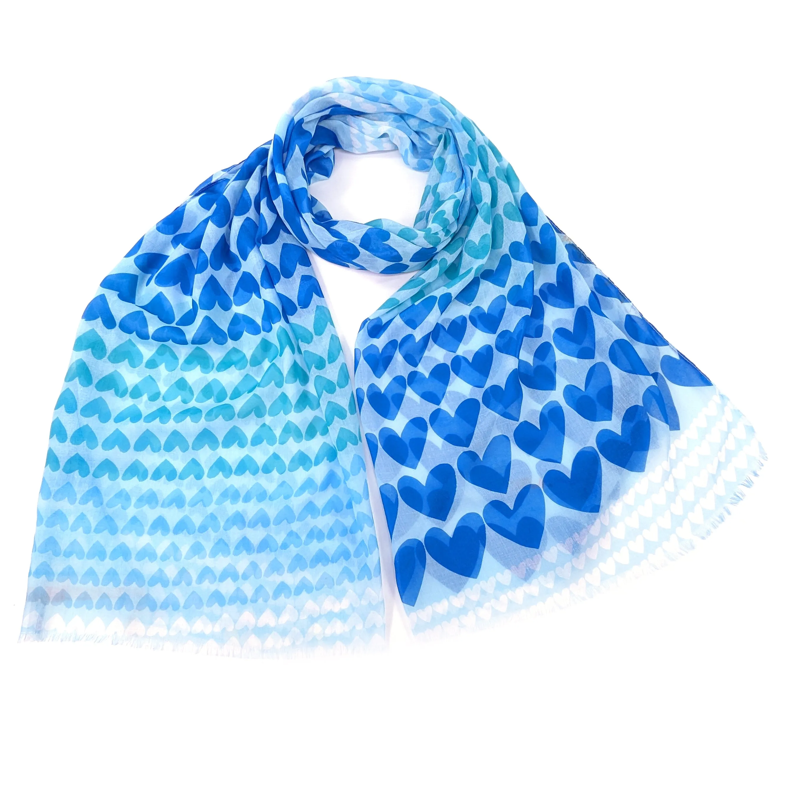 Gradient Heart Scarf - Ocean Blue (50x180cm)