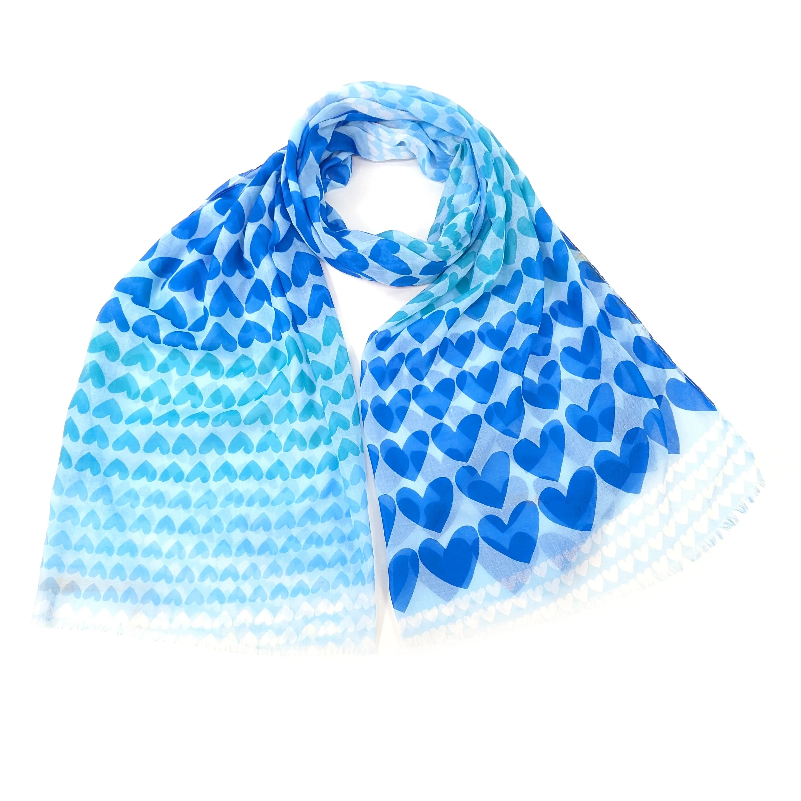 Gradient Heart Scarf - Ocean Blue (50x180cm)