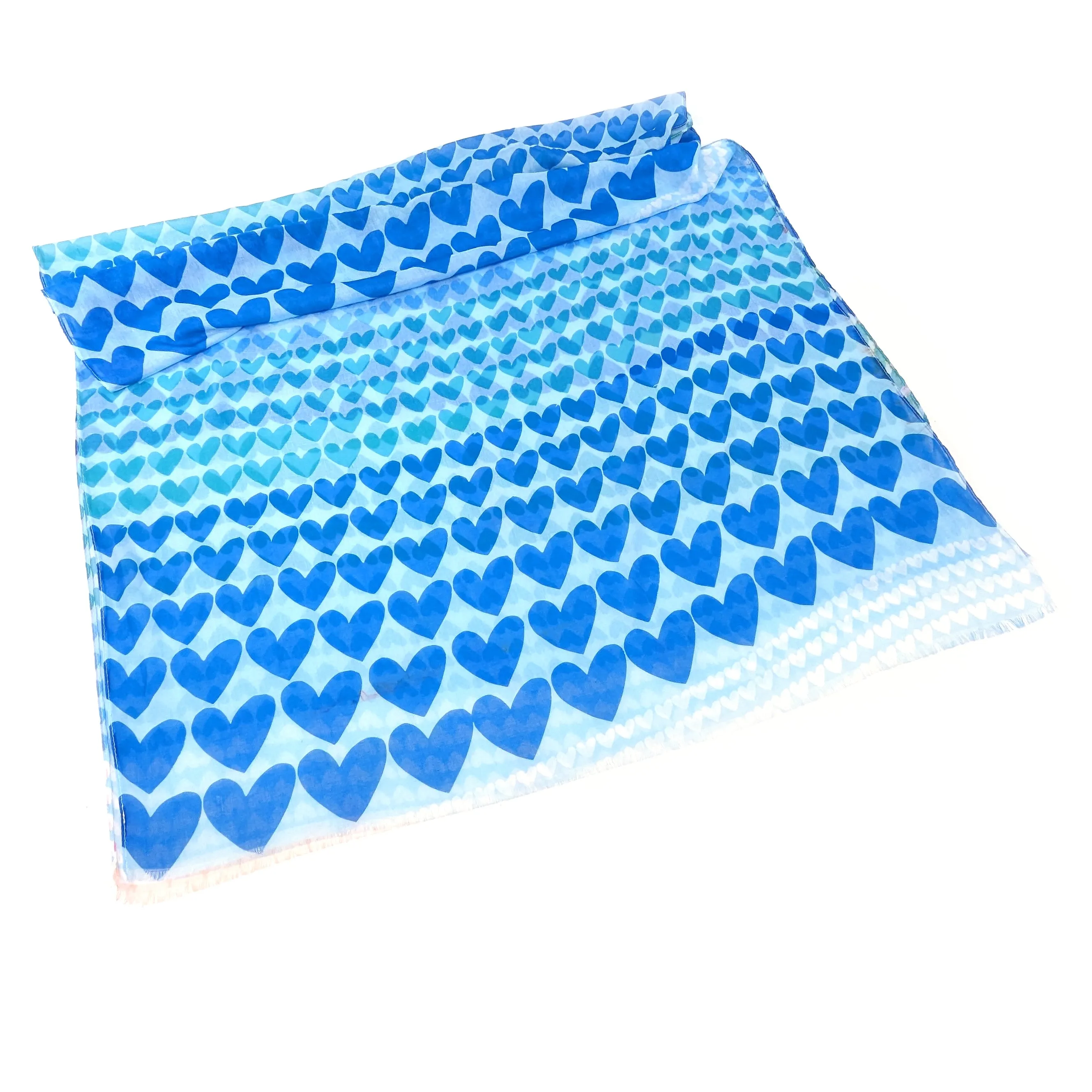 Gradient Heart Scarf - Ocean Blue (50x180cm)