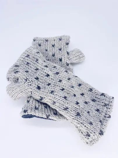 Gray Crocheted Hand Warmers with Fleece Lining from Nepal