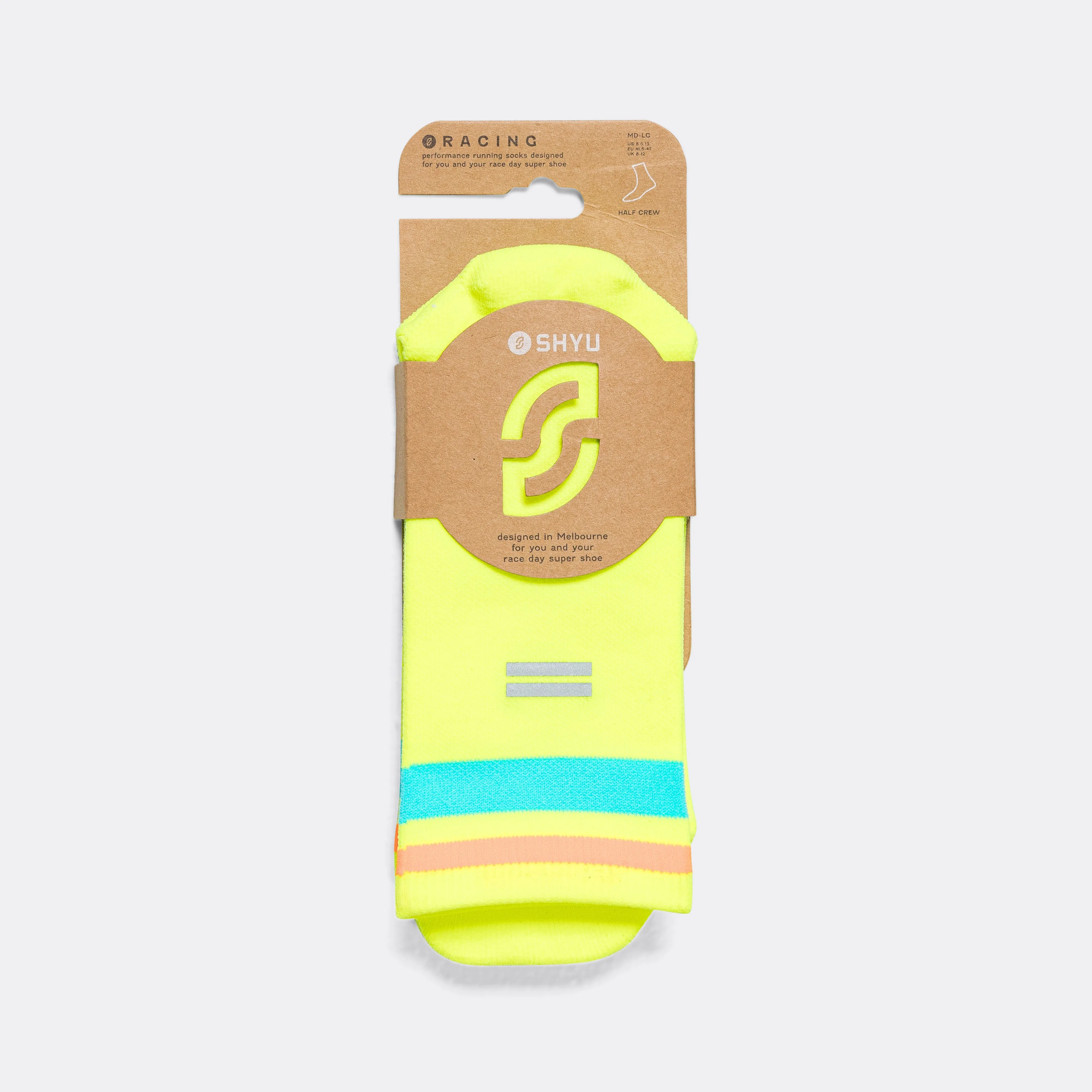 Half Crew Racing Socks - Volt/Pacific/Orange