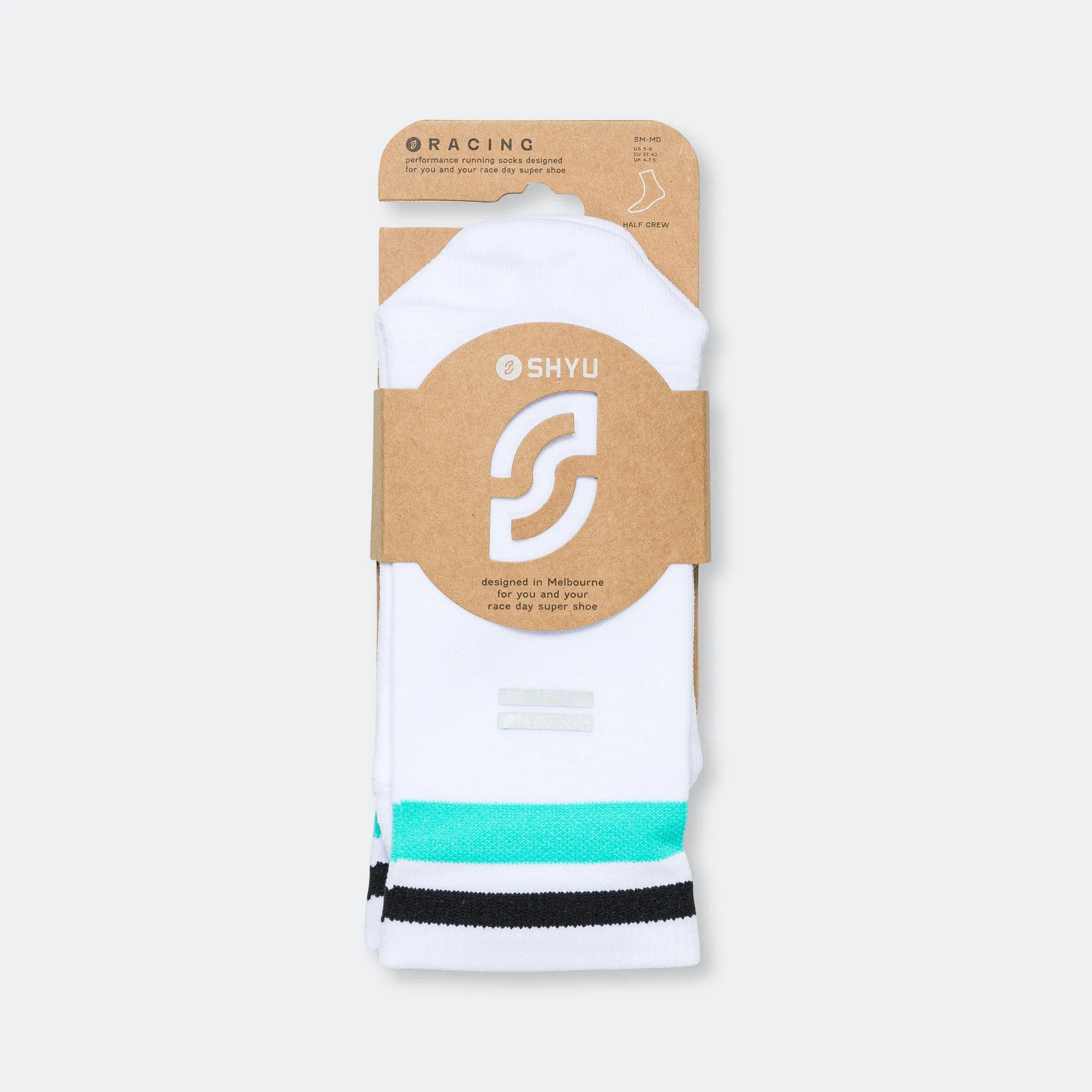 Half Crew Racing Socks -White/Jade/Black