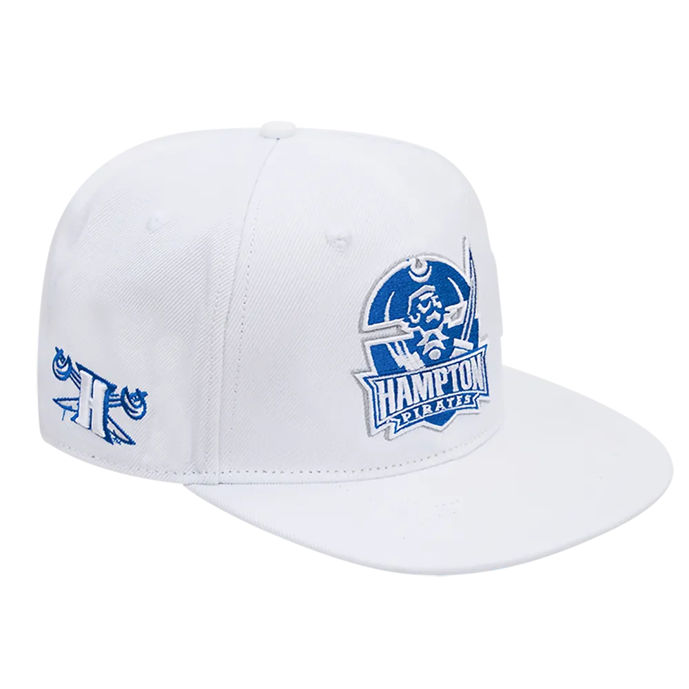 HAMPTON UNIVERSITY CLASSIC UNISEX STACKED LOGO WOOL SNAPBACK HAT (WHITE)