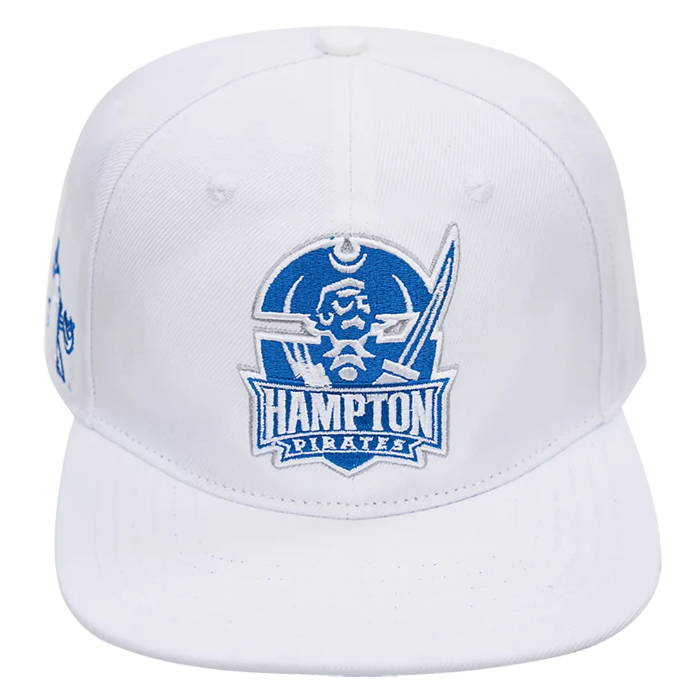 HAMPTON UNIVERSITY CLASSIC UNISEX STACKED LOGO WOOL SNAPBACK HAT (WHITE)