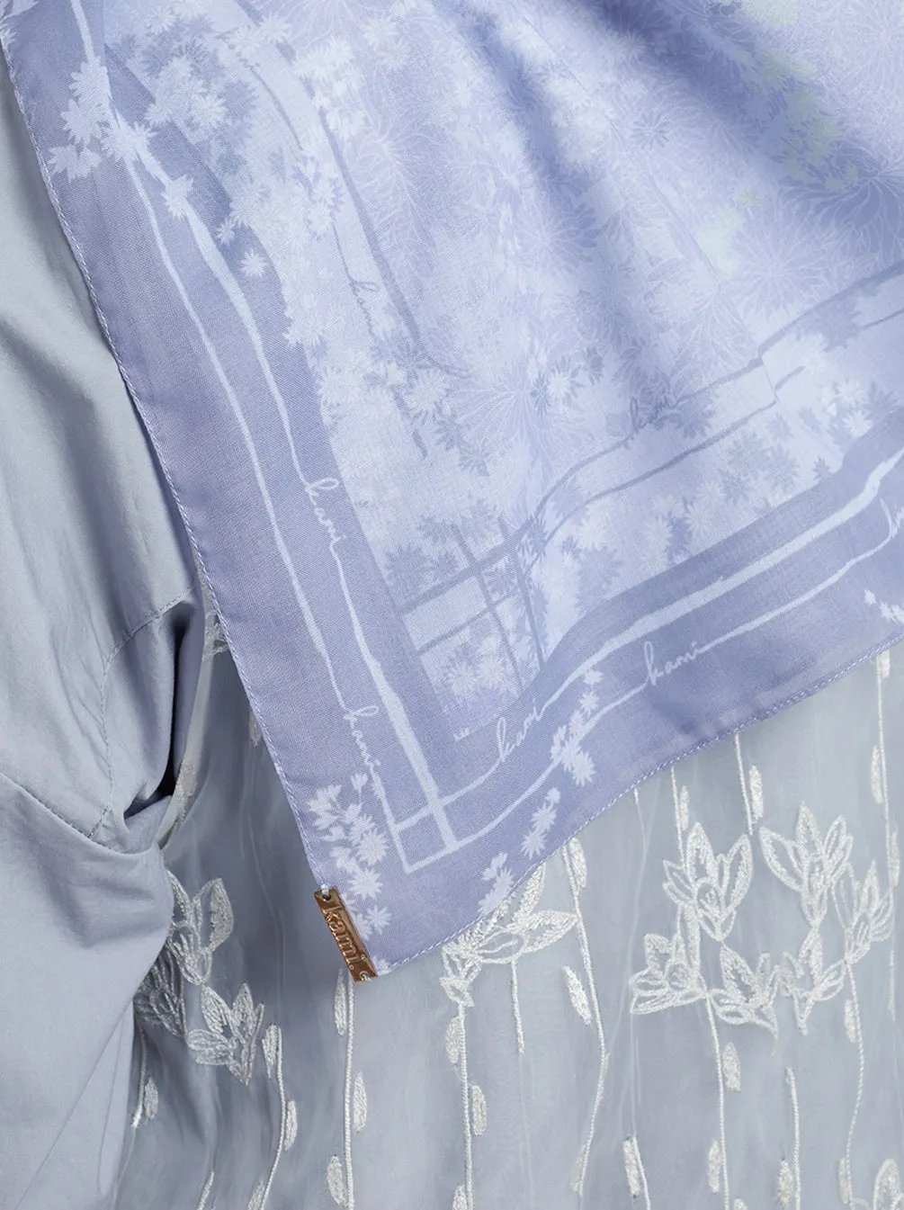 HARUNA LEAVES SIGNATURE SCARF PERIWINKLE