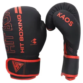 Hit Boxing Kaos PU Boxing Gloves (Black & Red)