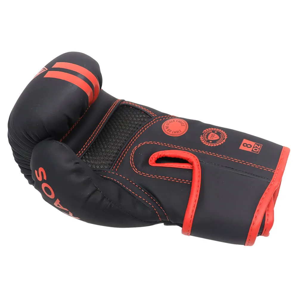 Hit Boxing Kaos PU Boxing Gloves (Black & Red)