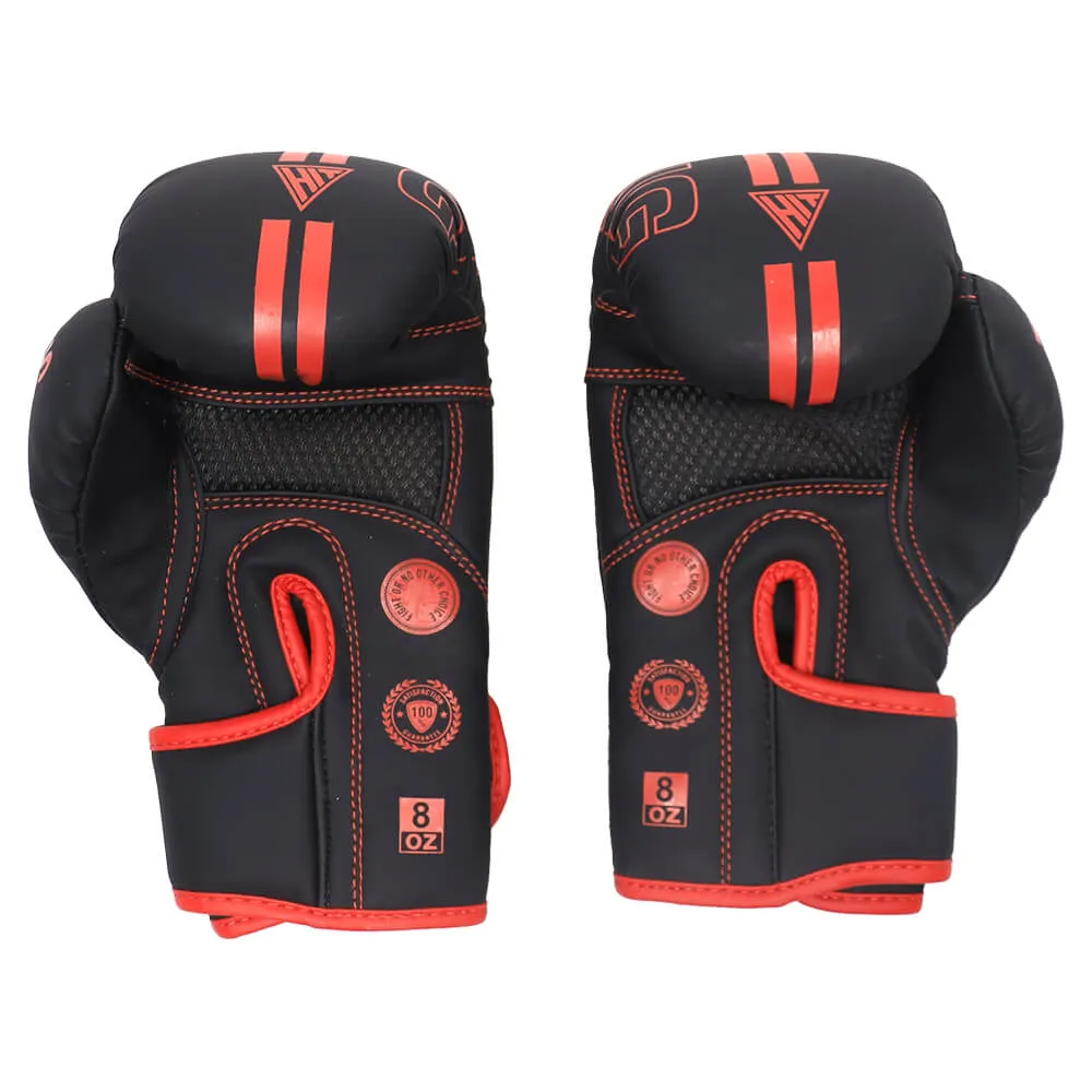 Hit Boxing Kaos PU Boxing Gloves (Black & Red)