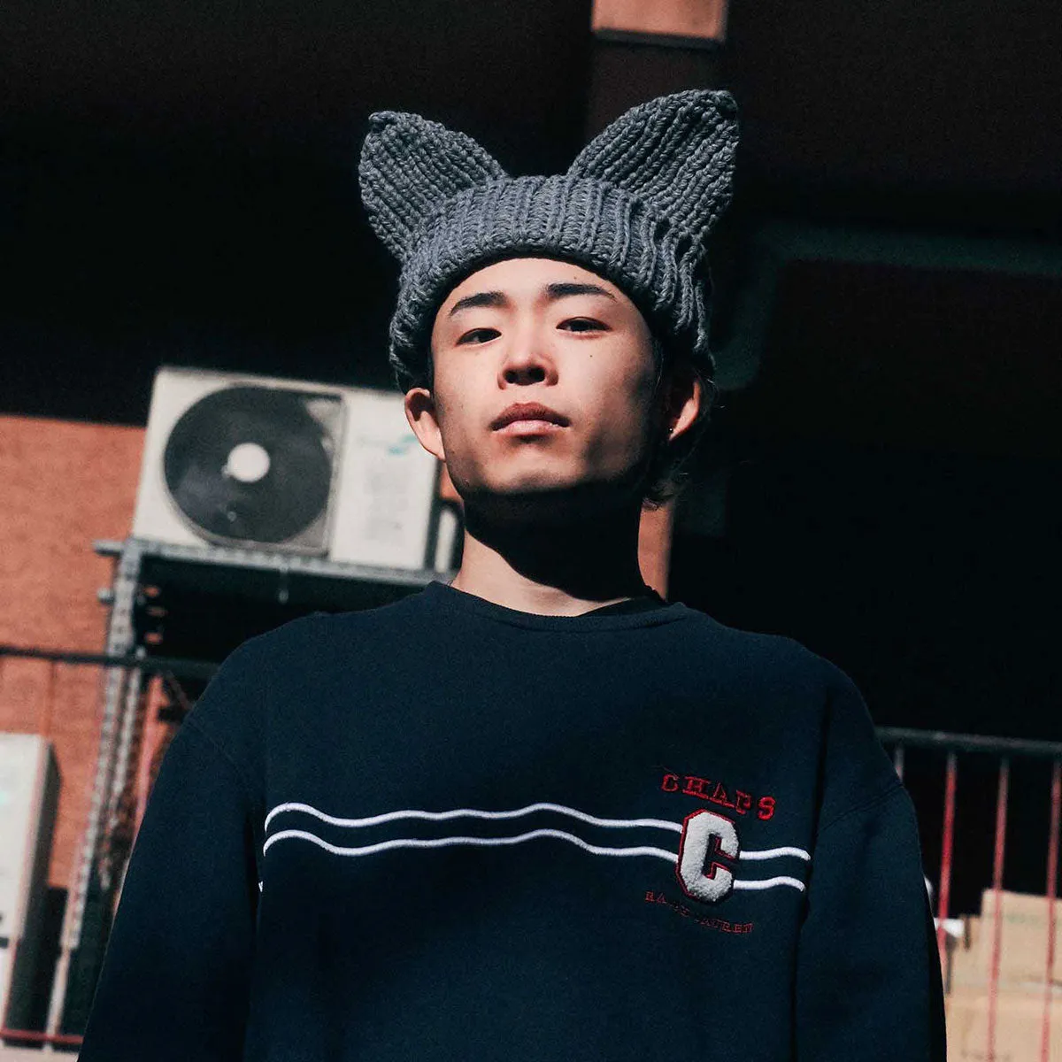 HOMEGAME - CAT KNIT CAP SILVER【HG241404】