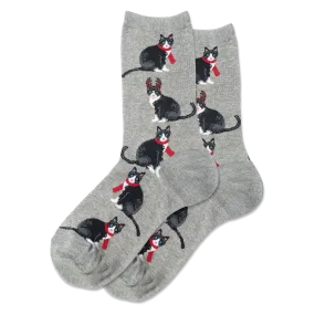 HOTSOX Women's Reindeer Cat Crew Socks