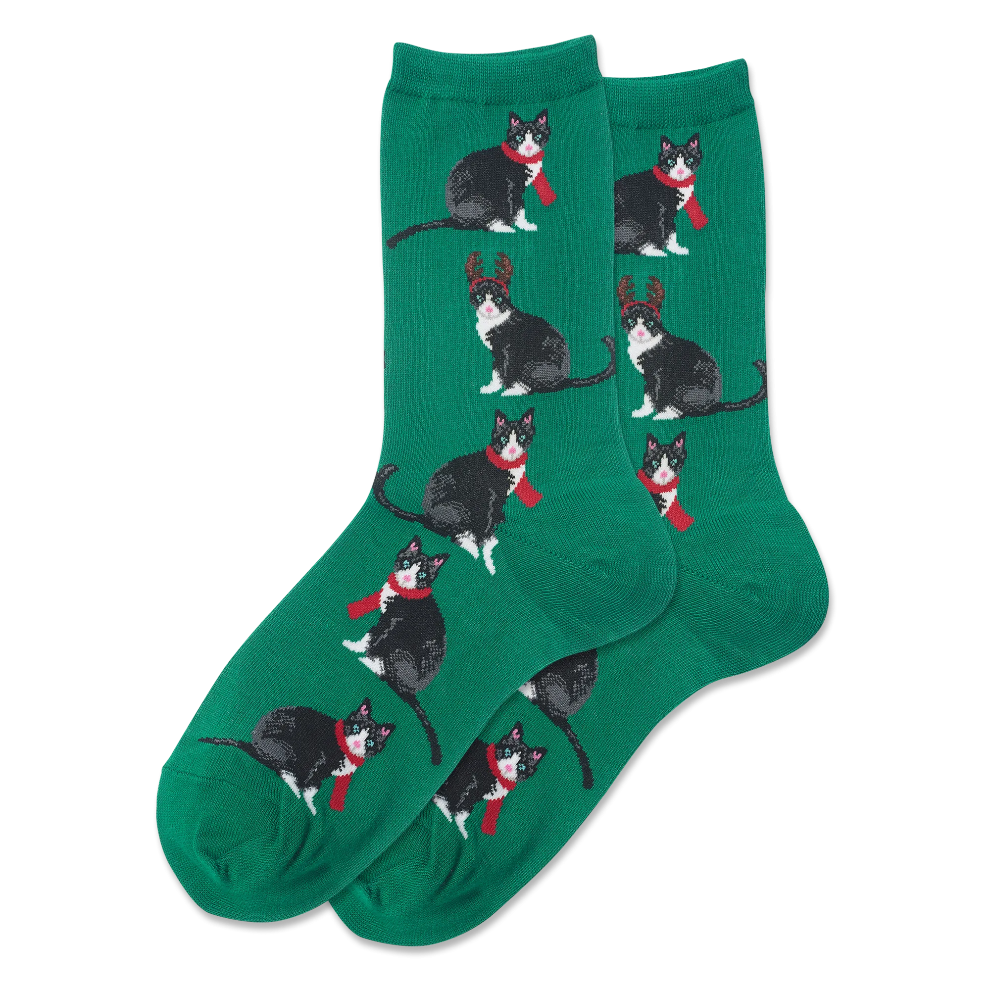 HOTSOX Women's Reindeer Cat Crew Socks