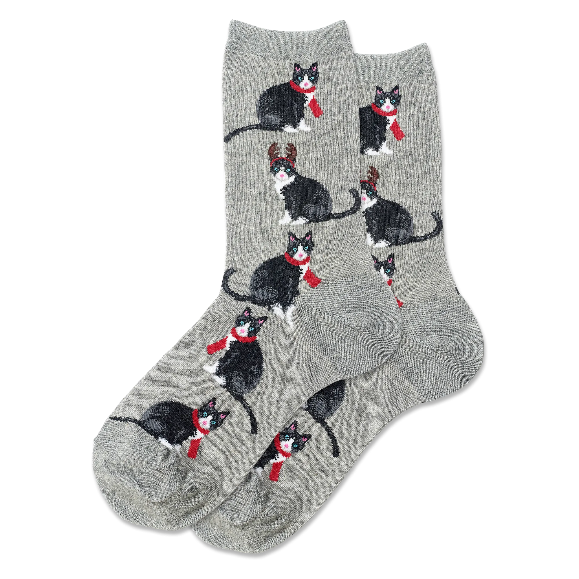 HOTSOX Women's Reindeer Cat Crew Socks