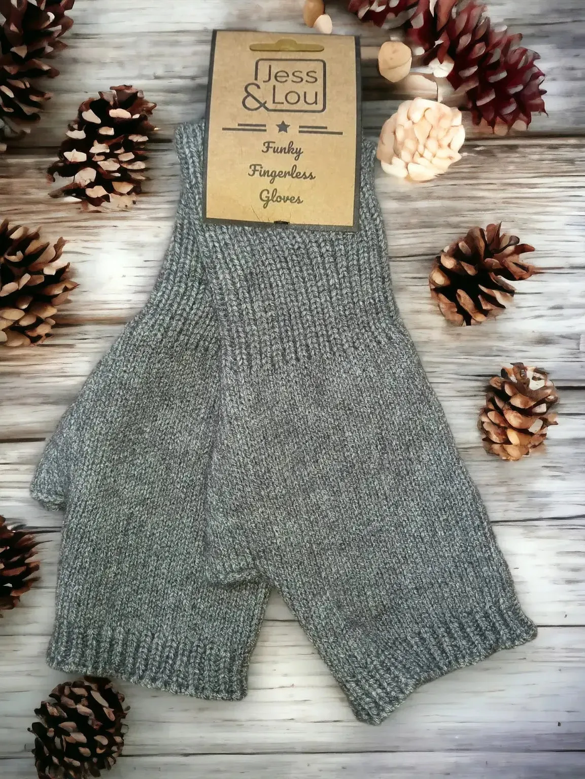 Jess & Lou - Cosy Plain Knit Fingerless Gloves